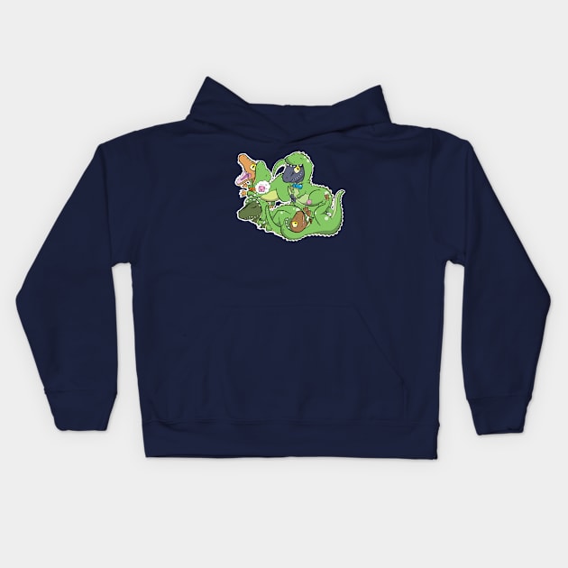 Tiny Raptor Squad Kids Hoodie by Kareki